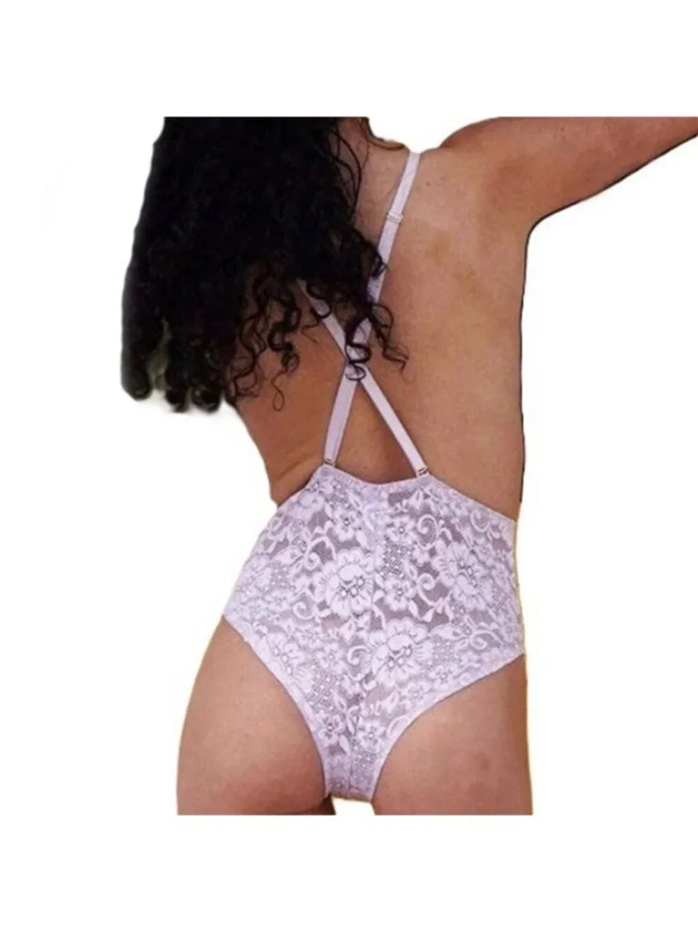 Comin in HAHt Lace Bodysuit Lavendar Lingerie Bridal Small #62416A